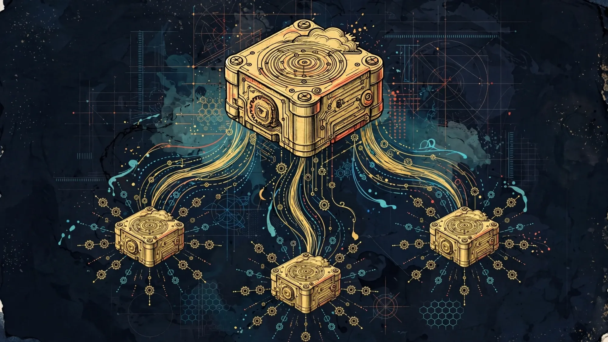 Minh họa Illustration Art về Template và cloud-init: tạo máy Linux homelab nhanh, đồng nhất và dễ lặp lại