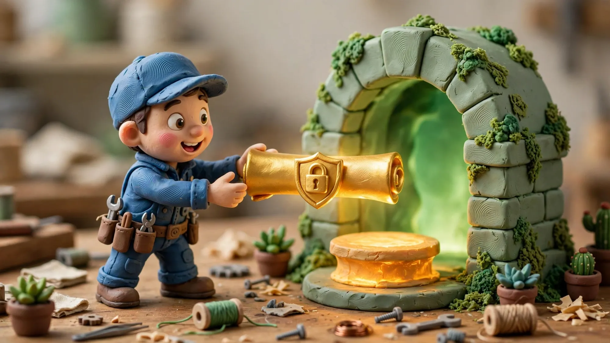Minh họa 3D Claymation về Cài HTTPS miễn phí với Let's Encrypt và Certbot
