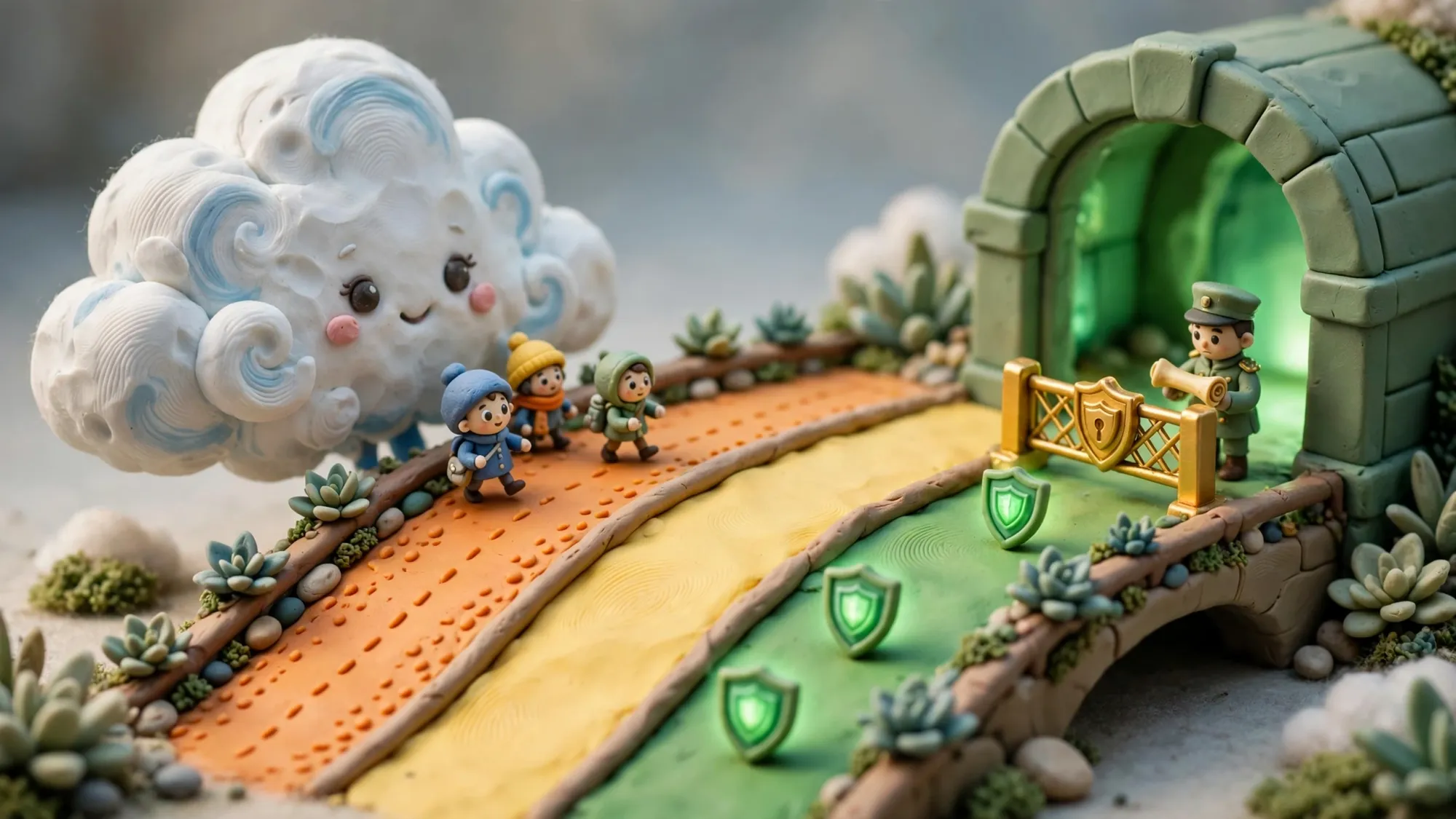 Minh họa 3D Claymation về Cloudflare kết hợp Nginx: Flexible Full và Full Strict