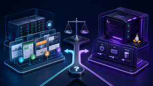 Minh họa lựa chọn shared hosting và VPS cho website nhỏ với hai mô hình vận hành khác nhau