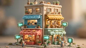Minh họa 3D Claymation về Virtual Host: chạy nhiều website trên một VPS với nhiều domain