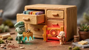 Minh họa 3D Claymation về Quyền file user Nginx và lỗi 403 Forbidden