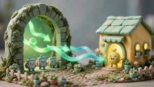 Minh họa 3D Claymation về Dùng Nginx reverse proxy cho Node.js Express trên cổng 3000