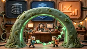 Minh họa 3D Claymation về Reverse proxy cho Proxmox Portainer Grafana và dashboard nội bộ
